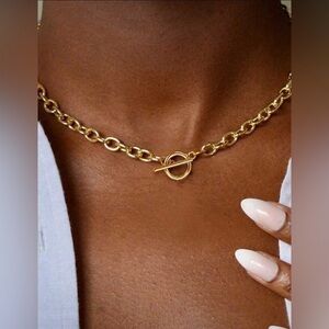 Gold Plated Stainless Steel Toggle Chain Necklace